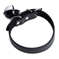 KIOTOS Halsband mit Glocke aus Kunstleder Schwarz