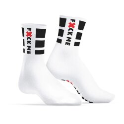 SNEAKXX Fetish Sport Socken FUCK ME Weiss/Schwarz One Size