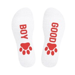 SNEAKXX Fetish Sport Socken KINKY PUPPY GOOD BOY Weiss/Rot One Size