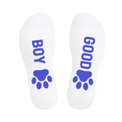 SNEAKXX Fetish Sport Socken KINKY PUPPY GOOD BOY Weiss/Blau One Size