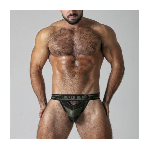 LOCKER GEAR Watch It Hard Jockstrap Schwarz/Khaki