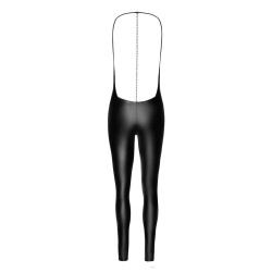 NOIR HANDMADE Wetlook Mirage Catsuit mit Strasskette Schwarz