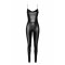 NOIR HANDMADE Wetlook Mirage Catsuit mit Strasskette Schwarz