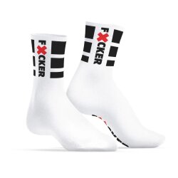 SNEAKXX Fetish Sport Socken FXCKER Weiss/Schwarz One Size