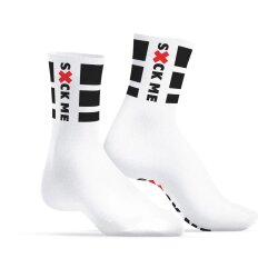 SNEAKXX Fetish Sport Socken SXCK ME Weiss/Schwarz One Size