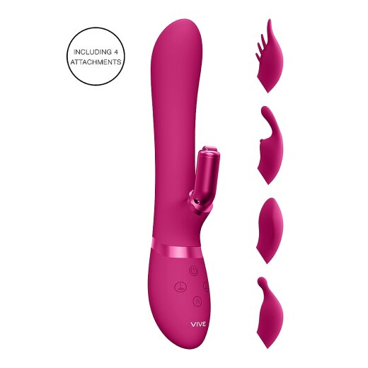 VIVE Chou Rabbit-Vibrator mit austauschbaren Aufs&auml;tzen Pink
