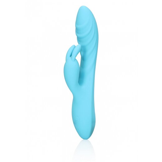 LOVELINE Ribbed Rabbit Vibrator aus Ultra-Soft-Silikon Glacial Blue
