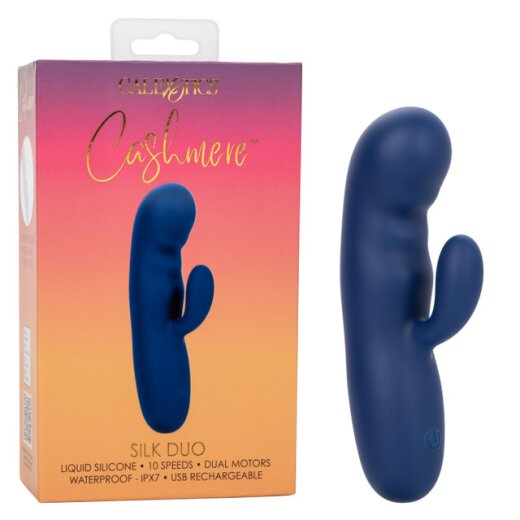 CALEXOTICS Cashmere Silk Duo Vibrator mit G-Fl&auml;che- &amp; Klitorisstimulation aus Fl&uuml;ssigsilikon Blau
