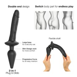 STRAP-ON-ME Switch Plug-in Realistic Dildo &amp; Plug Small