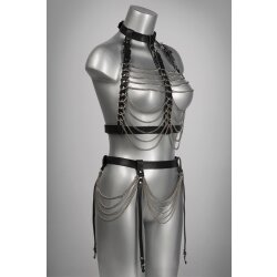 VOYEUR X Harness Fascinate aus Leder Schwarz/Silber One Size