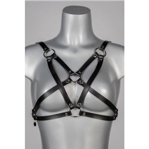 VOYEUR X Harness Infinity aus Leder Schwarz/Silber One Size