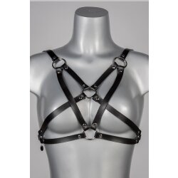 VOYEUR X Harness Infinity aus Leder Schwarz/Silber One Size