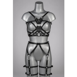 VOYEUR X Harness Seduction aus Leder Schwarz/Silber One Size