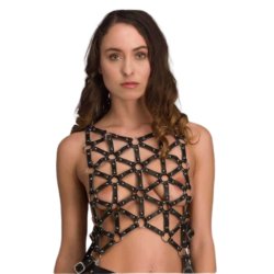 VOYEUR X Harness Submissive aus Leder Schwarz/Silbern One...