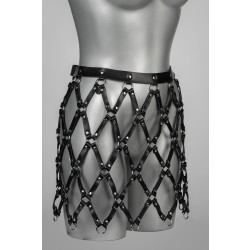 VOYEUR X Skirt Submissive Lang aus Leder Schwarz/Silber One Size