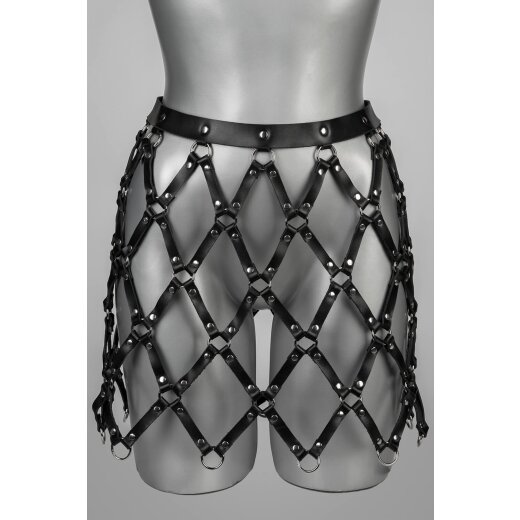 VOYEUR X Kinky Skirt Kurz aus Leder Schwarz/Silber One Size