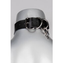 VOYEUR X Halsband Lock aus Leder Schwarz/Silber One Size
