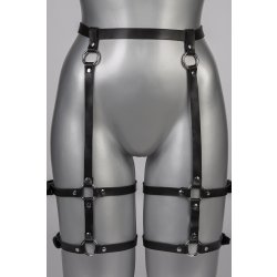 VOYEUR X Garterbelt Subjection aus Leder Schwarz/Gold One...