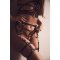 VOYEUR X Thong Eternity aus Leder Schwarz/Gold One Size