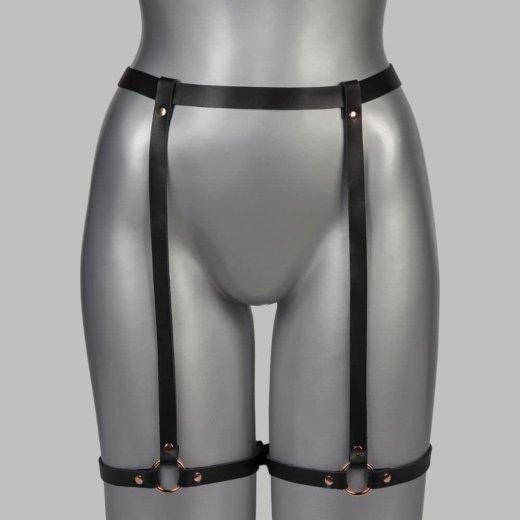 VOYEUR X Garterbelt Insolence aus Leder Schwarz/Gold One Size