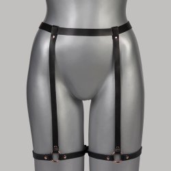 VOYEUR X Garterbelt Insolence aus Leder Schwarz/Gold One...