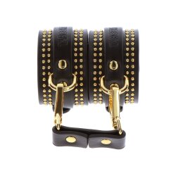 TABOOM Studden Wrist Cuffs Set aus PU-Leder Schwarz &amp; Gold