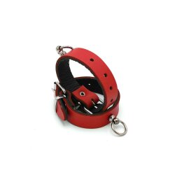 KIOTOS Schmale Leder-Handfesseln mit Mini-O-Ring Rot