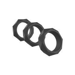 HIDDEN DESIRE Heavy C-Ring Penis- oder Hodenring Set 3 St&uuml;ck aus Silikon Schwarz