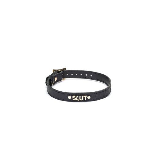 LIEBE SEELE Choker &quot;Slut&quot; Demons Kiss aus Leder Klein Gold/Schwarz