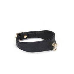 LIEBE SEELE Schmales Halsband Demons Kiss mit Leine aus Leder Schwarz