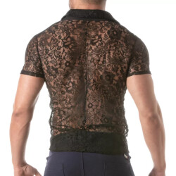 TOF Lace Short Sleeve Shirt Schwarz