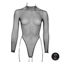 LE D&Eacute;SIR Fishnet Body mit Rollkragen Schwarz