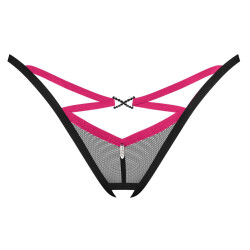 OBSESSIVE Novenes Thong mit offenem Schritt Schwarz/Lila