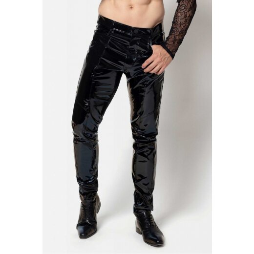 MAISON CATANZARO MEN Alrik Hose aus Vinyl &amp; Spitze Schwarz