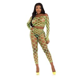 LEG AVENUE Net Crop Top &amp; Footless Tights One Size...