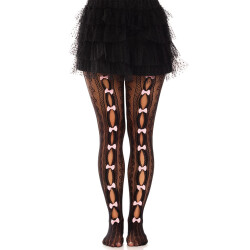 LEG AVENUE Netzstr&uuml;mpfe Sweetheart mit Mini-Schleifen &amp; Cut-Outs Schwarz