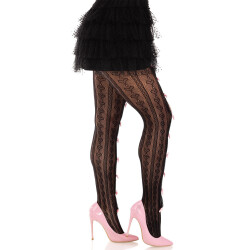 LEG AVENUE Netzstr&uuml;mpfe Sweetheart mit Mini-Schleifen &amp; Cut-Outs Schwarz