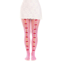 LEG AVENUE Netzstr&uuml;mpfe Sweetheart mit Mini-Schleifen &amp; Cut-Outs Pink