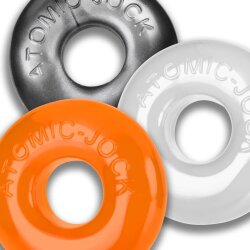 OXBALLS Ringer May Penisringe 3er-Set aus FLEX-TPR Transparent/Schwarz/Orange