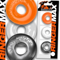 OXBALLS Ringer May Penisringe 3er-Set aus FLEX-TPR Transparent/Schwarz/Orange