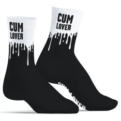 SNEAKXX Fetish Sport Socken CUM LOVER Weiss/Schwarz One Size