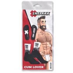 SNEAKXX Fetish Sport Socken CUM LOVER Weiss/Schwarz One Size