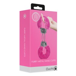OUCH Furry Metal Hand Cuffs Pink