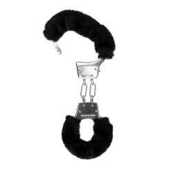 OUCH Furry Metal Hand Cuffs Schwarz