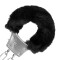 OUCH Furry Metal Hand Cuffs Schwarz