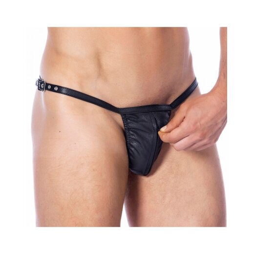 RIMBA G-String mit Reissverschluss Verstellbar aus Leder One-Size Schwarz