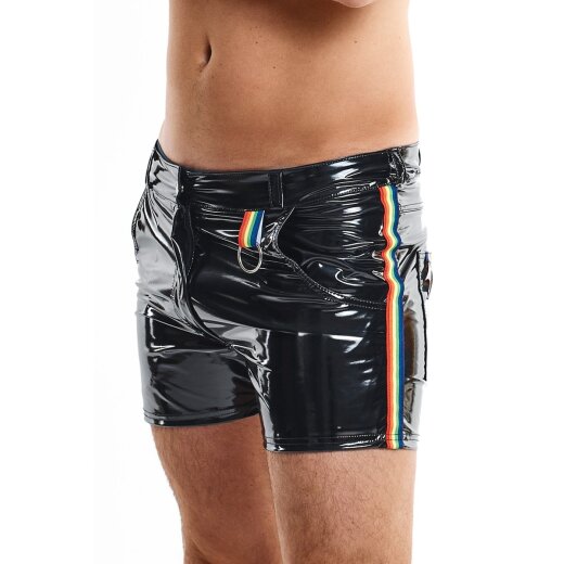 REGNES FETISH PLANET Pride Edition PVC Shorts Schwarz