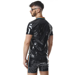 REGNES FETISH PLANET Pride Edition PVC Polo-Shirt mit Reissverschluss Schwarz