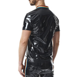 REGNES FETISH PLANET Pride Edition PVC Polo-Shirt mit Reissverschluss Schwarz