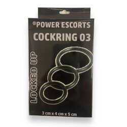 POWER ESCORTS Cockring 03 Set aus Silikon Schwarz